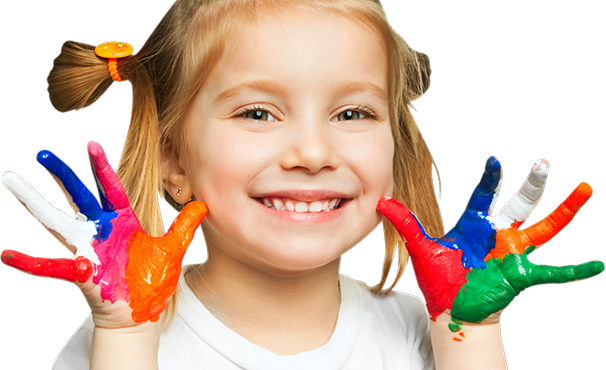 Child with painted hands